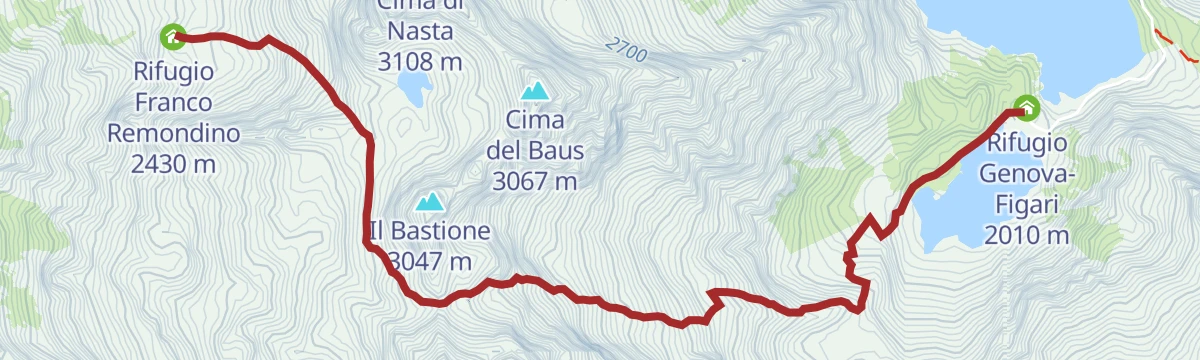 Route map: AVU Tappa 9: Rifugio Genova-Figari
